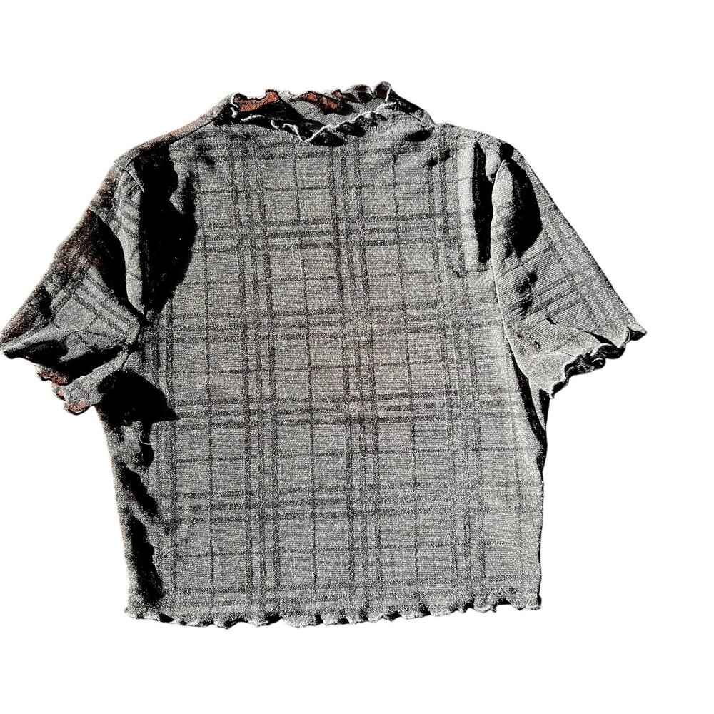 Black Mesh Plaid Crop Top